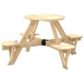 Miniatyrbilde 7 av 10: vidaXL Piknikbord for 4 barn med parasollhull rund heltre gran