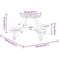 Miniatyrbilde 9 av 10: vidaXL Piknikbord for 4 barn med parasollhull rund heltre gran