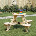 Miniatyrbilde 2 av 10: vidaXL Piknikbord for 4 barn med parasollhull rund heltre gran