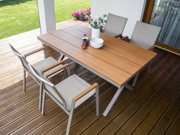 Trädgårdsmatbord Taupe Aluminiumram 4-6 Sittplatser Väderbeständigt Utomhus Uteplats