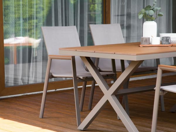 Trädgårdsmatbord Taupe Aluminiumram 4-6 Sittplatser Väderbeständigt Utomhus Uteplats