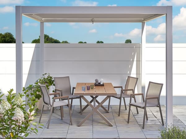 Trädgårdsmatbord Taupe Aluminiumram 4-6 Sittplatser Väderbeständigt Utomhus Uteplats