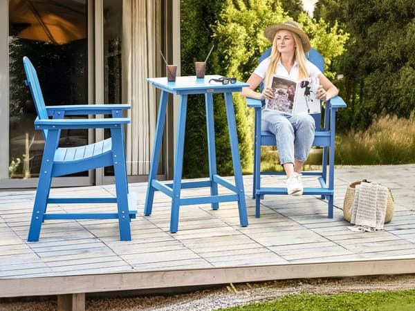Trädgårdsbarbord Blå Syntetiskt Material 60 x 60 cm Industriell Traditionell Utomhusträdgård för Uteplats