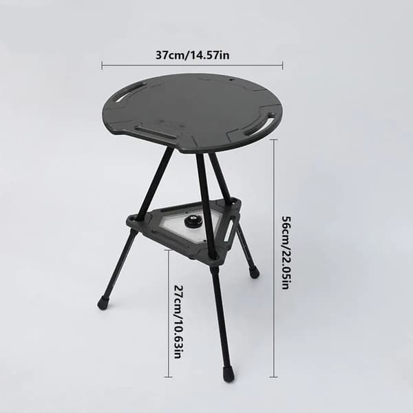 Rund Campingbord, Letvægtsdesign, Justerbar Højde,Rødbrun