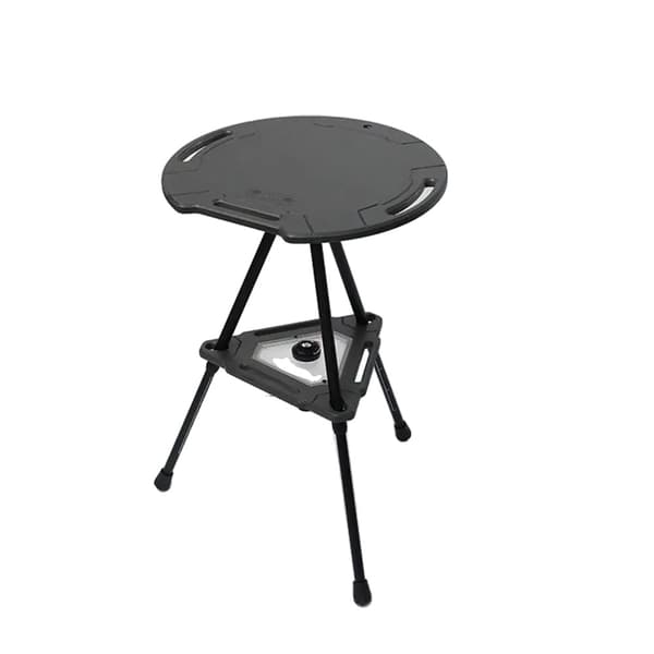 Rund Campingbord, Letvægtsdesign, Justerbar Højde,Rødbrun