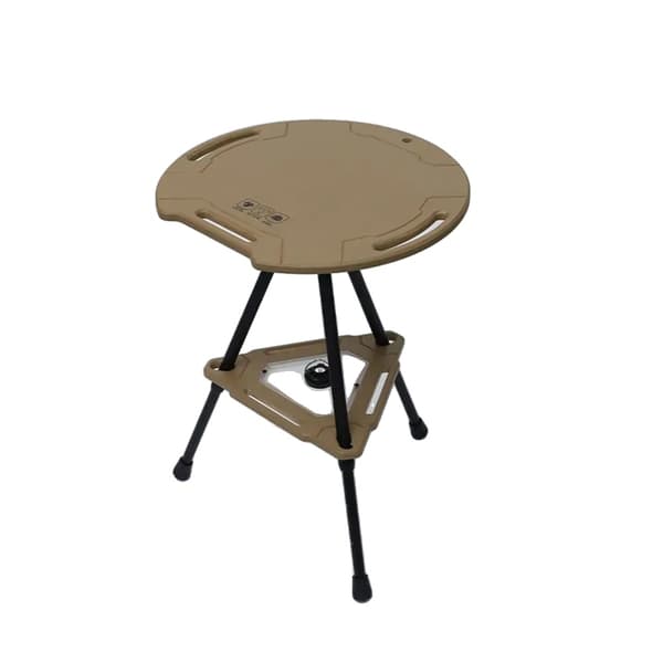 Rund Campingbord, Letvægtsdesign, Justerbar Højde,Rødbrun