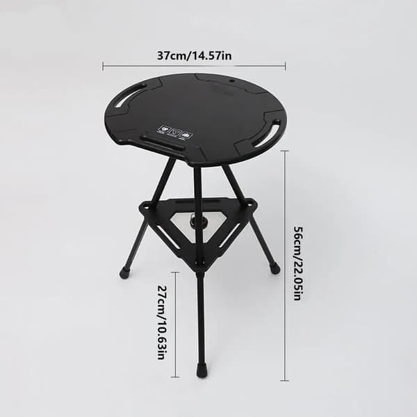 Rund Campingbord, Letvægtsdesign, Justerbar Højde,Rødbrun