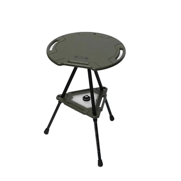 Rund Campingbord, Letvægtsdesign, Justerbar Højde,Rødbrun