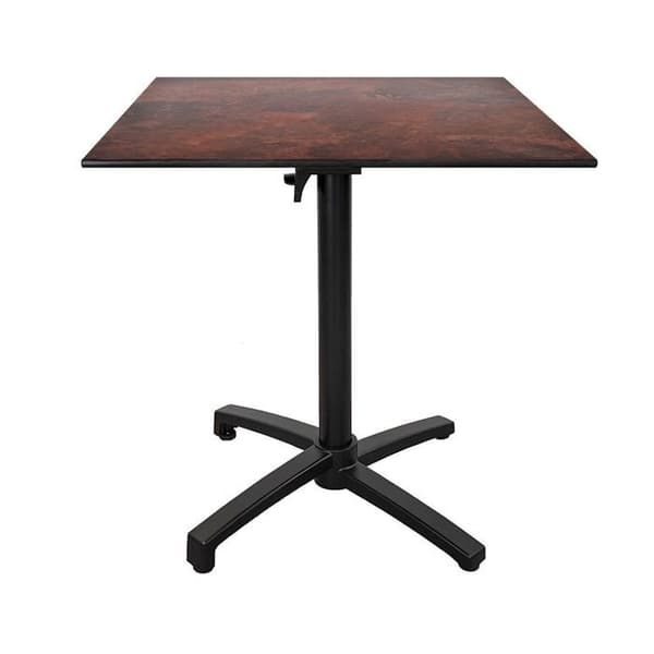 Hopfällbart terrassbord i Compact HPL rostdekor 70 x 70