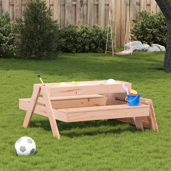 Picknickbord med sandlåda för barn massivt douglasträ
