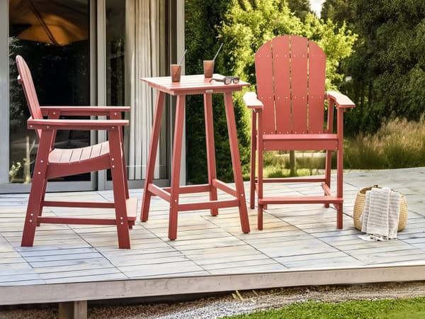 Havebord Rød lyst træ 140 x 70 cm Cementbordplade Ben i akacietræ Klassisk design Spisebord Havemøbler