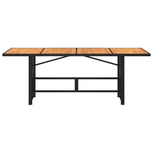 vidaXL havebord med akacietop 190x80x75 cm polyrattan sort