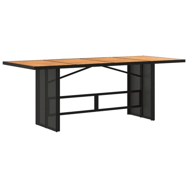 vidaXL havebord med akacietop 190x80x75 cm polyrattan sort