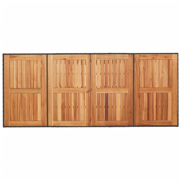 vidaXL havebord med akacietop 190x80x75 cm polyrattan sort