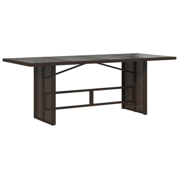 vidaXL Trädgårdsbord med glasskiva brun 190x80x75 cm konstrotting