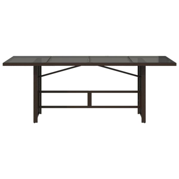 vidaXL Trädgårdsbord med glasskiva brun 190x80x75 cm konstrotting