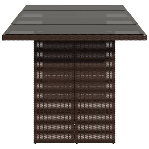 vidaXL Trädgårdsbord med glasskiva brun 190x80x75 cm konstrotting