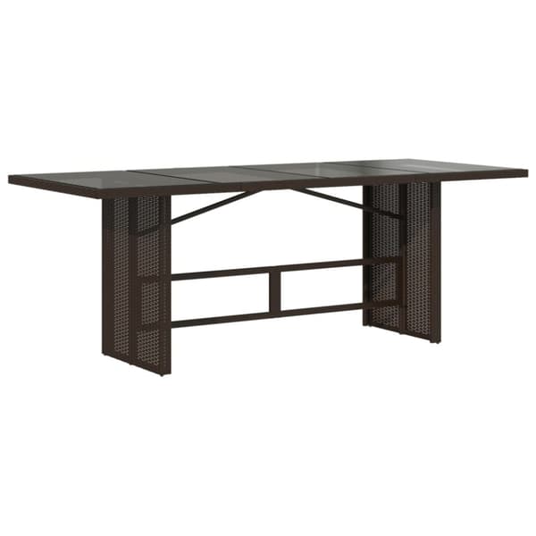 vidaXL Trädgårdsbord med glasskiva brun 190x80x75 cm konstrotting