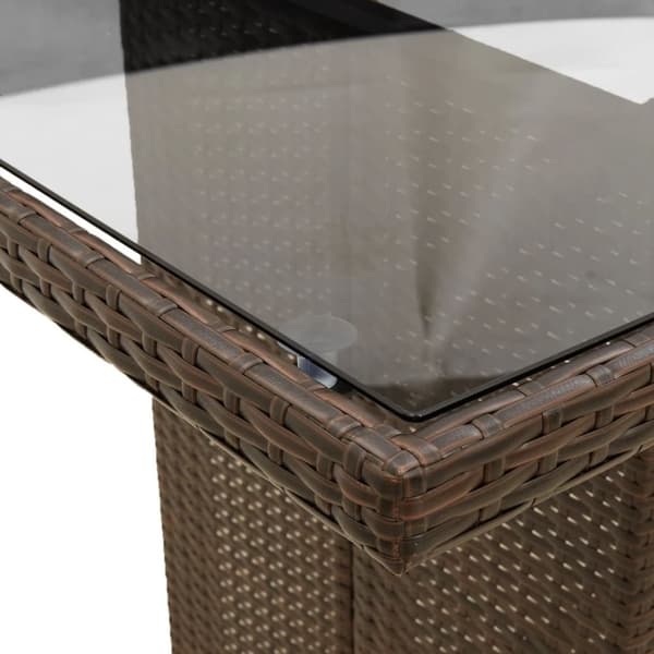 vidaXL Trädgårdsbord med glasskiva brun 190x80x75 cm konstrotting