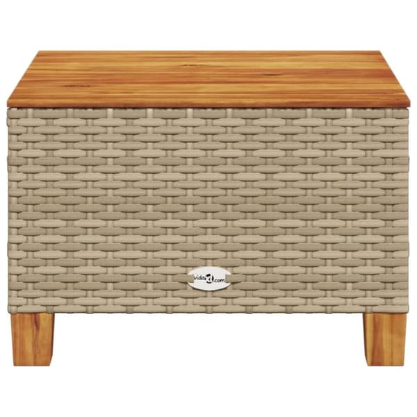 vidaXL havebord 55x55x36 cm polyrattan og akacietræ beige