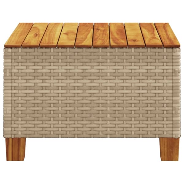 vidaXL havebord 55x55x36 cm polyrattan og akacietræ beige
