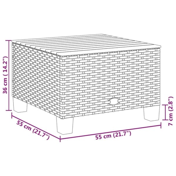 vidaXL havebord 55x55x36 cm polyrattan og akacietræ beige