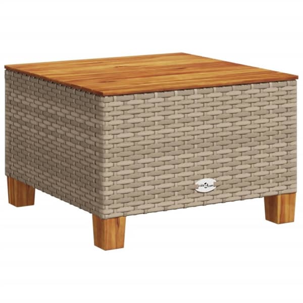 vidaXL havebord 55x55x36 cm polyrattan og akacietræ beige