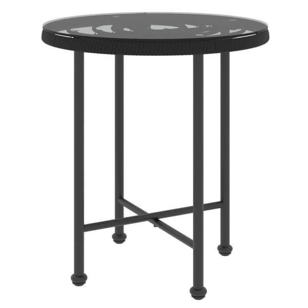 Matbord svart Ø50 cm härdat glas och stål