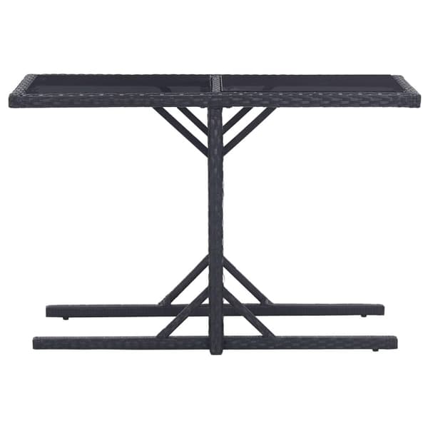 Trädgårdsbord svart 110x53x72 cm glas och konstrotting