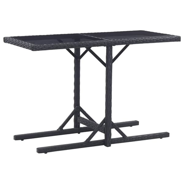 Trädgårdsbord svart 110x53x72 cm glas och konstrotting