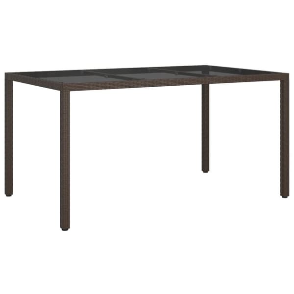 Utebord 150x90x75 cm Härdat glas och konstrotting brun