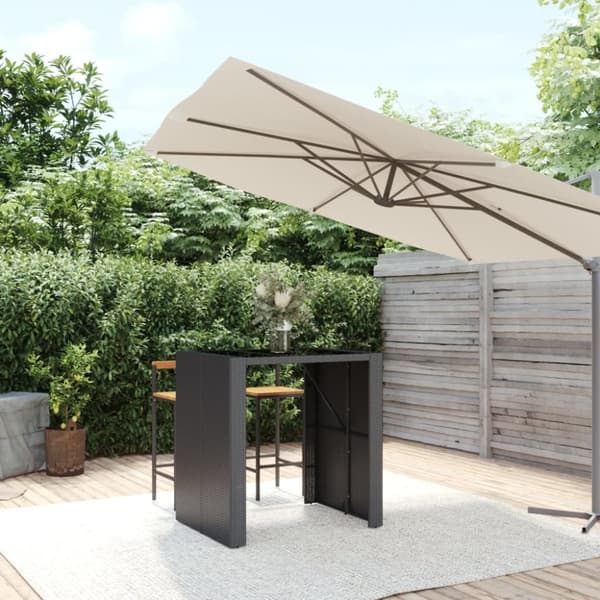 Barbord med glasskiva svart 105x80x110 cm konstrotting