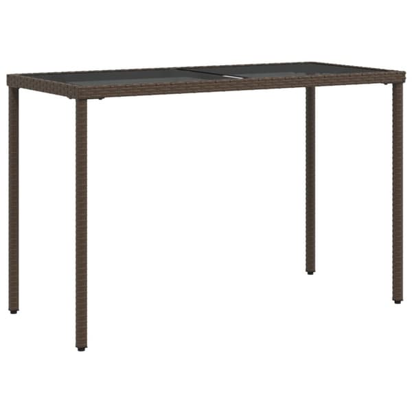 Trädgårdsbord med glasskiva brun 115x54x74 cm konstrotting