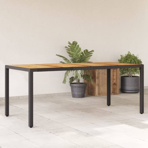 Trädgårdsbord med akaciaträ svart 190x90x75 cm konstrotting