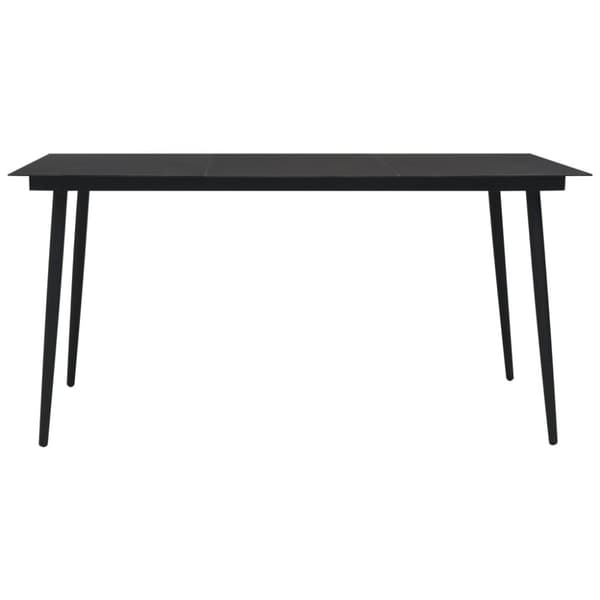 Trädgårdsbord svart 190x90x74 cm stål och glas