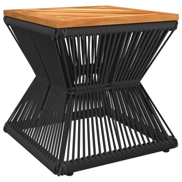 Soffbord med trådfot svart 38x38x38 cm massivt akaciaträ