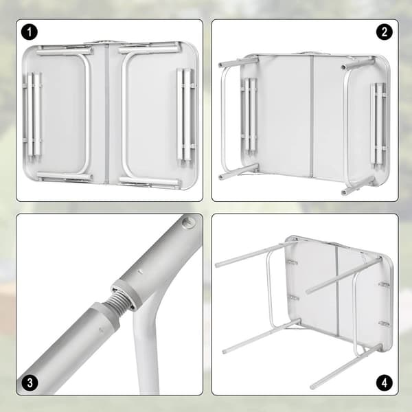 Rootz Campingbord - Utomhusfällbart bord - Picknickbord - Lätt och hopfällbart - Justerbart i höjdled - Robust och stabilt - 55cm x 25,5/58,5cm x 75cm