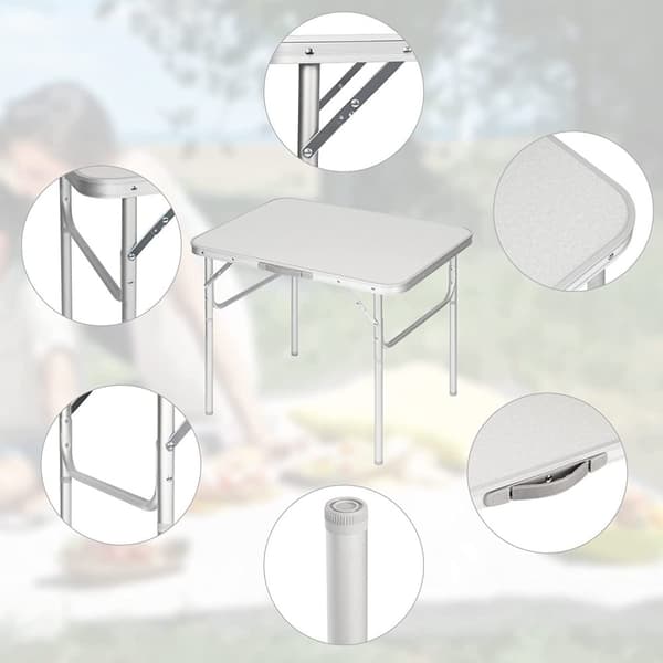 Rootz Campingbord - Utomhusfällbart bord - Picknickbord - Lätt och hopfällbart - Justerbart i höjdled - Robust och stabilt - 55cm x 25,5/58,5cm x 75cm