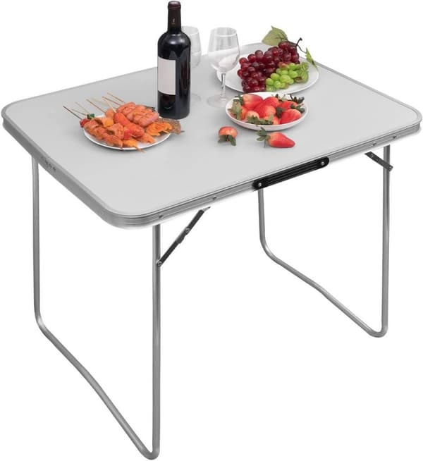 Rootz Bärbart campingbord i aluminium - Fällbart utomhusbord - Kompakt hopfällbart bord - Lätt - 60 cm x 70 cm x 80 cm
