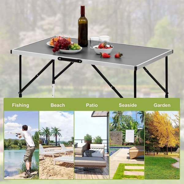 Rootz aluminium folde campingbord - bærbart udendørs bord - justerbar højde - let - let at rengøre - 60 cm x 100 cm