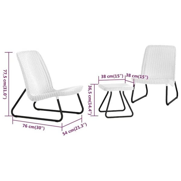 Keter Trädgårdsmöbler 3 st Rio White 218155 405985