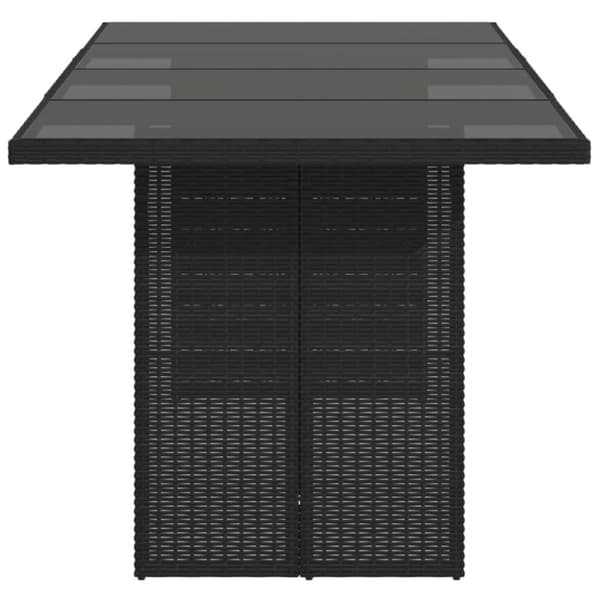 Trädgårdsbord med glasskiva svart 190x80x75 cm konstrotting