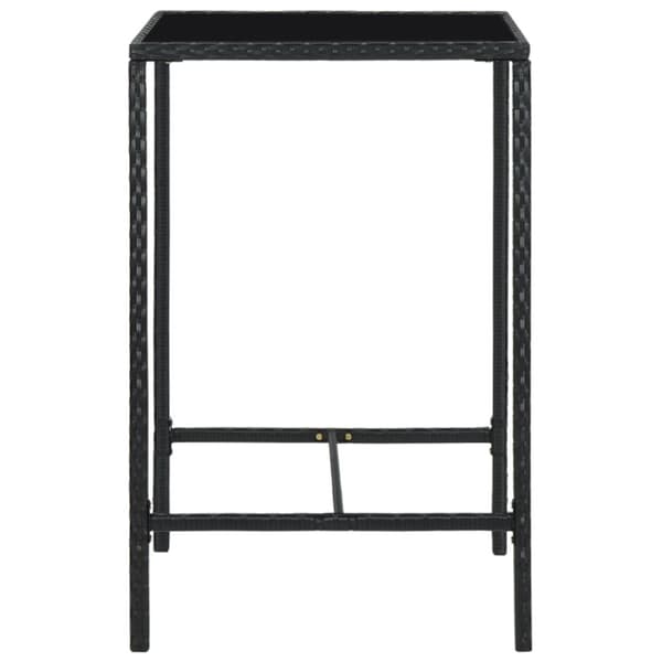 Barbord för trädgård svart 70x70x110 cm konstrotting och glas