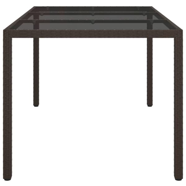 Utebord 150x90x75 cm Härdat glas och konstrotting brun