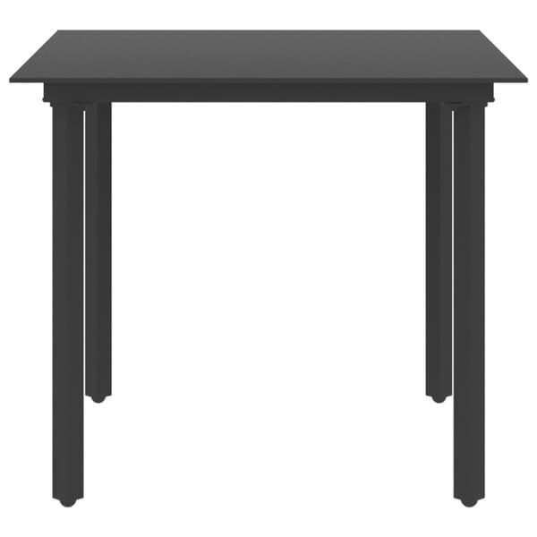 Trädgårdsbord svart 80x80x74 cm stål och glas