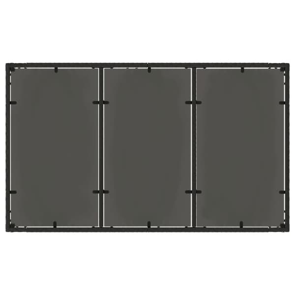 Trädgårdsbord med glasskiva svart 150x90x75 cm konstrotting