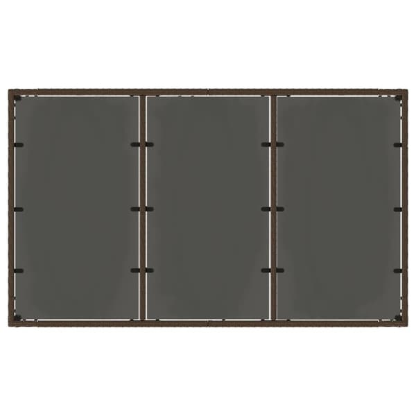 Trädgårdsbord med glasskiva brun 150x90x75 cm konstrotting