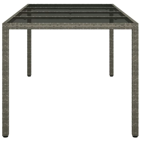 Utebord grå 190x90x75 cm härdat glas och konstrotting