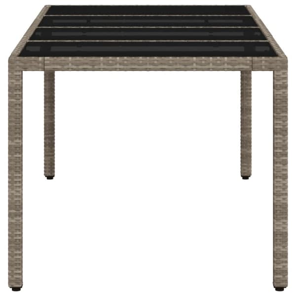 Trädgårdsbord med glasskiva ljusgrå 190x90x75 cm konstrotting