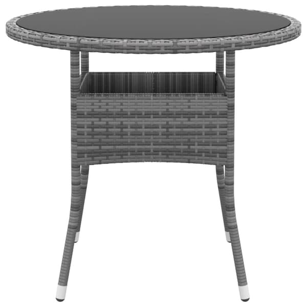 Trädgårdsbord Ø80x75 cm härdat glas och konstrotting grå